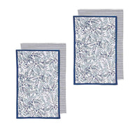 Thumbnail for Ladelle Repose Floral Set of 4 Cotton Kitchen Towels Navy