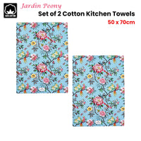 Thumbnail for Set of 2 Jardin Peony Cotton Kitchen Tea Towels 50 x 70 cm