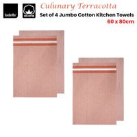 Thumbnail for Ladelle Culinary Terracotta Cotton Set of 4 Jumbo Kitchen Towels 60 x 80 cm