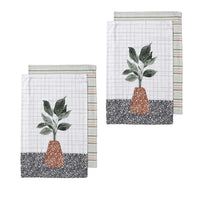 Thumbnail for Ladelle Revive Plants Set of 4 Cotton Kitchen Towels Brown Pot