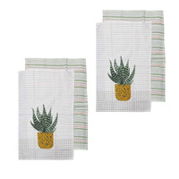 Thumbnail for Ladelle Revive Plants Set of 4 Cotton Kitchen Towels Yellow Pot