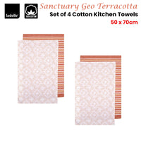 Thumbnail for Ladelle Sanctuary Geo Terracotta Set of 4 Cotton Kitchen Towels 45 x 70 cm