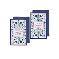 Thumbnail for Ladelle Villa Set of 4 Cotton Kitchen Towels Blue