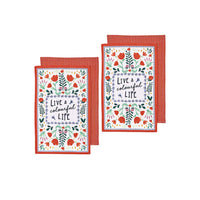 Thumbnail for Ladelle Villa Set of 4 Cotton Kitchen Towels Red