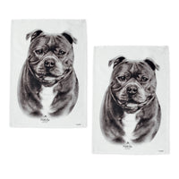 Thumbnail for Set of 2 Delightful Dogs Cotton Kitchen Tea Towels 50 x 70 cm Staffy Terrier