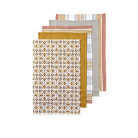 Thumbnail for Ladelle Tile Set of 5 Cotton Kitchen Towels Gold