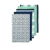 Thumbnail for Ladelle Tile Set of 5 Cotton Kitchen Towels Navy