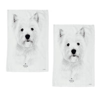 Thumbnail for Set of 2 Delightful Dogs Cotton Kitchen Tea Towels 50 x 70 cm West Highland