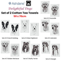 Thumbnail for Set of 2 Delightful Dogs Cotton Kitchen Tea Towels 50 x 70 cm West Highland