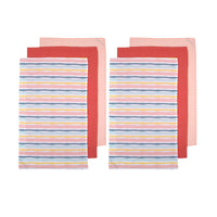 Thumbnail for Ladelle Set of 6 Zest Bright Cotton Kitchen Tea Towels 50 x 70 cm Stripes
