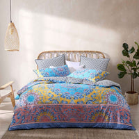 Thumbnail for Logan and Mason Avila Blue Cotton Rich Percale Reversible Quilt Cover Set Queen