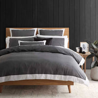 Thumbnail for Logan and Mason Essex Charcoal Cotton-rich Percale Print Quilt Cover Set Queen