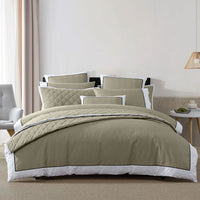 Thumbnail for Logan and Mason Essex Olive Cotton-rich Percale Print Quilt Cover Set Super King