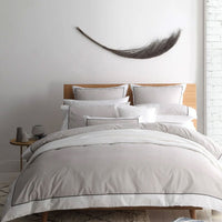 Thumbnail for Logan and Mason Essex Stone Cotton-rich Percale Print Quilt Cover Set King