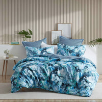 Thumbnail for Logan and Mason Heather Blue Cotton-rich Percale Print Quilt Cover Set Super King
