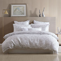 Thumbnail for Platinum Collection Koko Silver Lightly Quilted Jacquard Quilt Cover Set King
