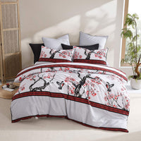 Thumbnail for Logan and Mason Kyushu Red Cotton-rich Percale Print Quilt Cover Set King