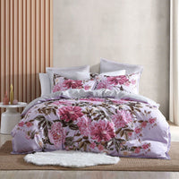 Thumbnail for Logan and Mason Maeve Lilac Cotton-rich Percale Print Quilt Cover Set Super King