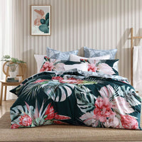 Thumbnail for Logan and Mason Petra Teal Cotton-rich Percale Print Quilt Cover Set Queen