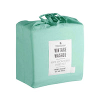 Thumbnail for Blake & Lindsay Sea Mist Vintage Washed Microfibre Sheet Set 40cm Wall King