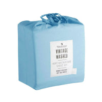 Thumbnail for Blake & Lindsay Sky Vintage Washed Microfibre Sheet Set 40cm Wall King