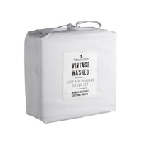 Thumbnail for Blake & Lindsay White Vintage Washed Microfibre Sheet Set 40cm Wall King