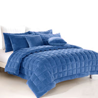 Thumbnail for Alastairs Augusta Faux Mink Quilt / Comforter Set Denim Double