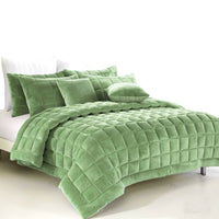 Thumbnail for Alastairs Augusta Faux Mink Quilt / Comforter Set Sage Single