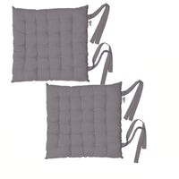 Thumbnail for Rans Set of 2 Alfresco Cotton Chair Pads 40x40 cm - Plain Charcoal