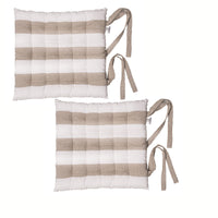 Thumbnail for Rans Set of 2 Alfresco Cotton Chair Pads 40x40 cm - Striped Bleach Sand