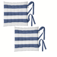 Thumbnail for Rans Set of 2 Alfresco Cotton Chair Pads 40x40 cm - Striped Cobalt Blue