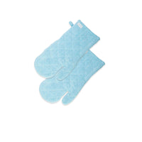 Thumbnail for Rans Herringbone Blue Cotton Set of 2 Oven Gloves