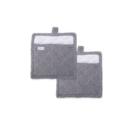 Thumbnail for Rans Herringbone Black Cotton Set of 2 Pot Holders
