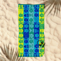 Thumbnail for Rans Premium Cotton Jacquard Beach Towel Fish & Shell Blue