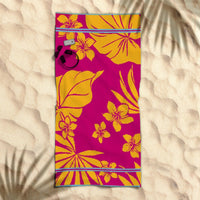 Thumbnail for Rans Premium Cotton Jacquard Beach Towel Floral Hawaii 007 Pink