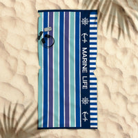 Thumbnail for Rans Premium Cotton Jacquard Beach Towel Marine Life Blue