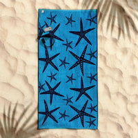 Thumbnail for Rans Premium Cotton Jacquard Beach Towel Starfish Blue