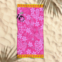 Thumbnail for Rans Premium Cotton Jacquard Beach Towel Thongs Pink