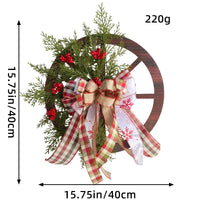 Thumbnail for Christmas Red Wooden Wheel Wreath Front Door Hanging Garland Wall Decor(40*40cm)