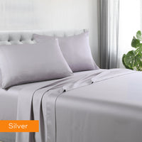 Thumbnail for 1200tc hotel quality cotton rich sheet set double silver