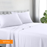 Thumbnail for 1200tc hotel quality cotton rich sheet set king single white