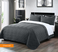 Thumbnail for 3 piece embossed comforter set king charcoal