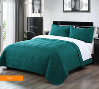 Thumbnail for 3 piece embossed comforter set king teal