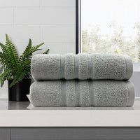 Thumbnail for amor classic dobby stripe super soft premium cotton bath towel 2 pcs silver