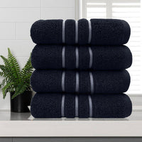 Thumbnail for amor classic dobby stripe super soft premium cotton hand towel 4 pcs sailor blue