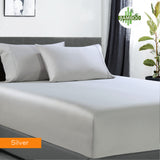 Thumbnail for 400 thread count bamboo cotton 1 fitted sheet with 2 pillowcases king single silver