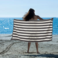 Thumbnail for striped cotton terry beach towel charcoal stripes 1pc