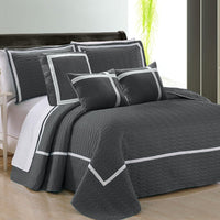 Thumbnail for 6 piece two tone embossed comforter set king charcoal