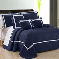 Thumbnail for 6 piece two tone embossed comforter set king navy