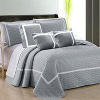 Thumbnail for 6 piece two tone embossed comforter set king silver